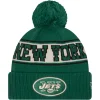 Hats|Kids^New York Jets Youth New Era Kelly Green Retro Cuffed Knit Hat With Pom