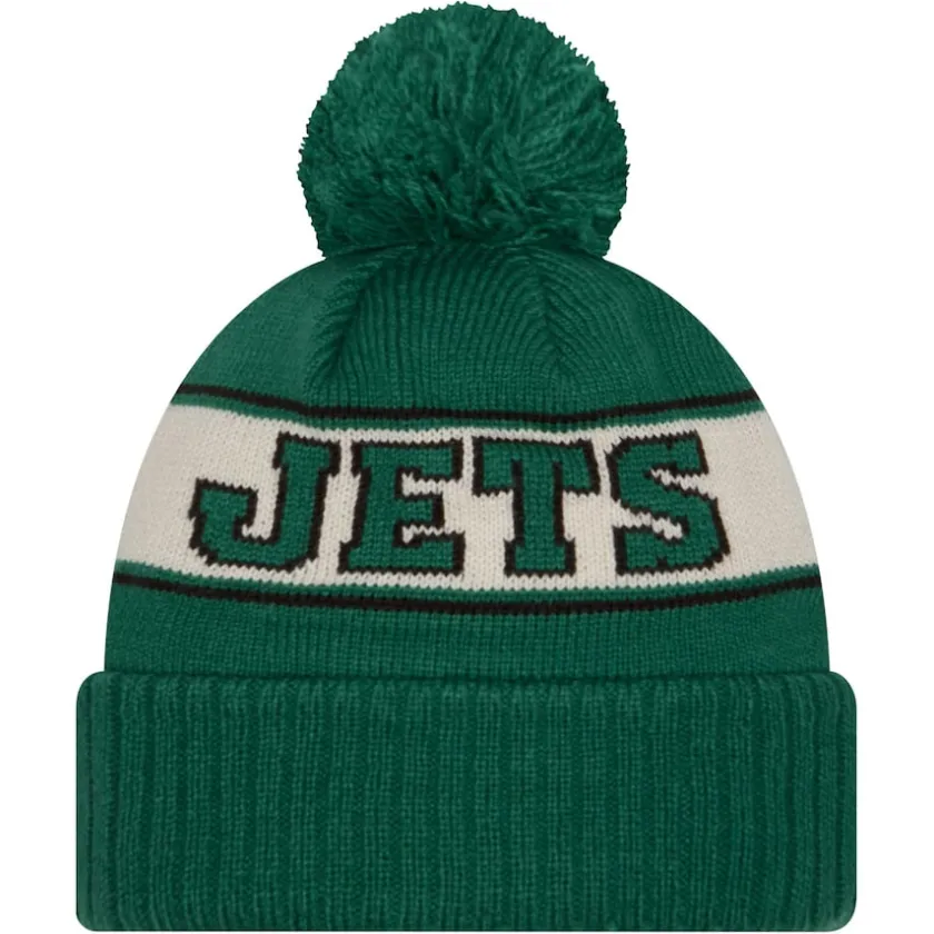 Hats|Kids^New York Jets Youth New Era Kelly Green Retro Cuffed Knit Hat With Pom