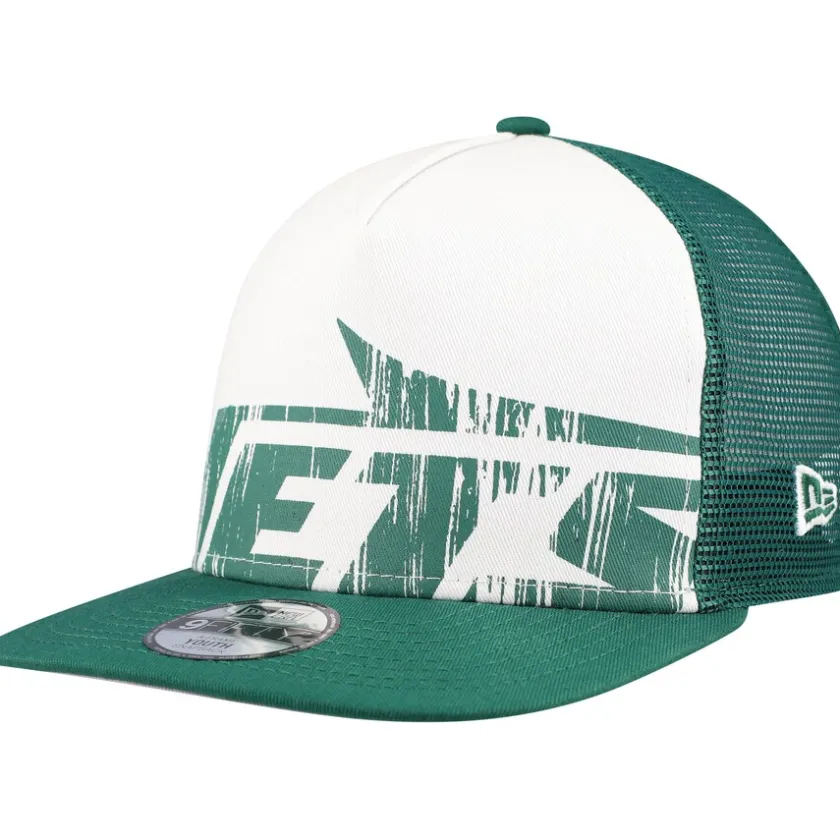 Hats|Kids^New York Jets Youth New Era White/Green Distressed 9FIFTY A-Frame Snapback Hat