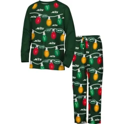Underwear & Sleepwear^New York Jets Youth Two-Piece Garland Holiday Long Sleeve Pajama Set