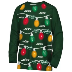 Underwear & Sleepwear^New York Jets Youth Two-Piece Garland Holiday Long Sleeve Pajama Set