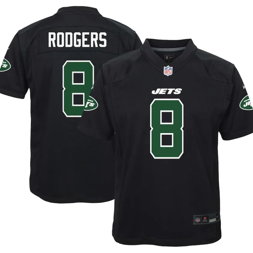 Jerseys|Kids^New York Jets Youth Nike Aaron Rodgers Black Game Fashion Jersey