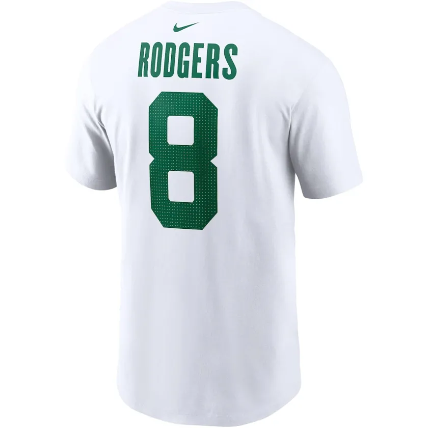 T-Shirts|Kids^New York Jets Youth Nike Aaron Rodgers White Player Name & Number T-Shirt