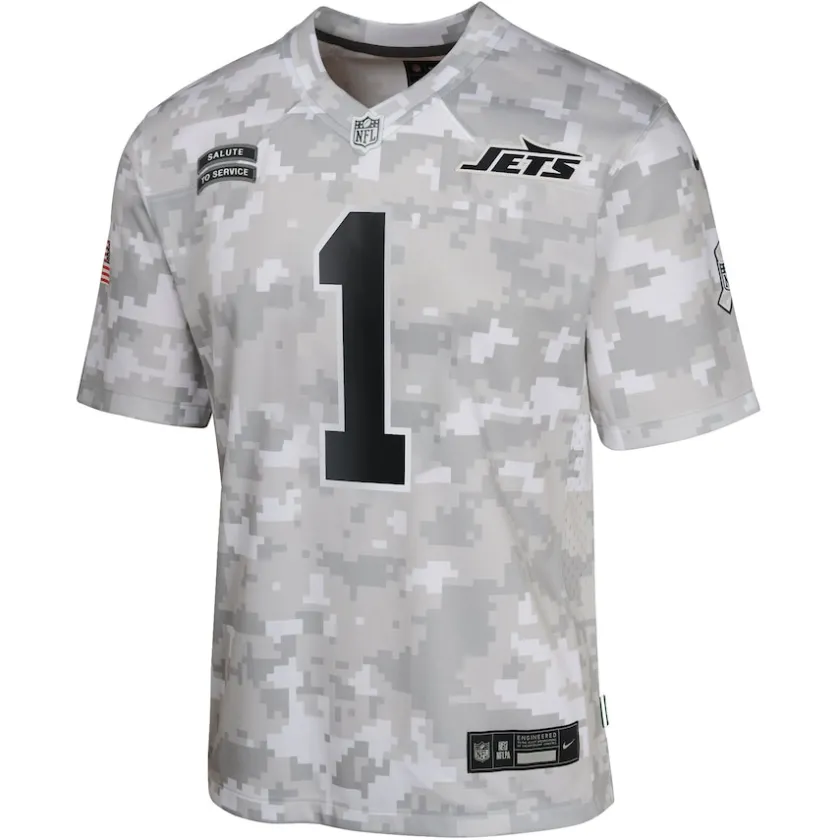 Jerseys|Kids^New York Jets Youth Nike Sauce Gardner Arctic Camo 2024 Salute To Service Game Jersey