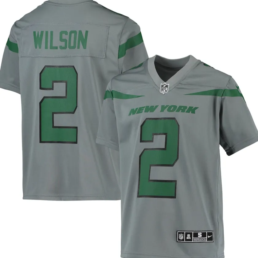 Jerseys|Kids^New York Jets Youth Nike Zach Wilson Gray Inverted Team Game Jersey