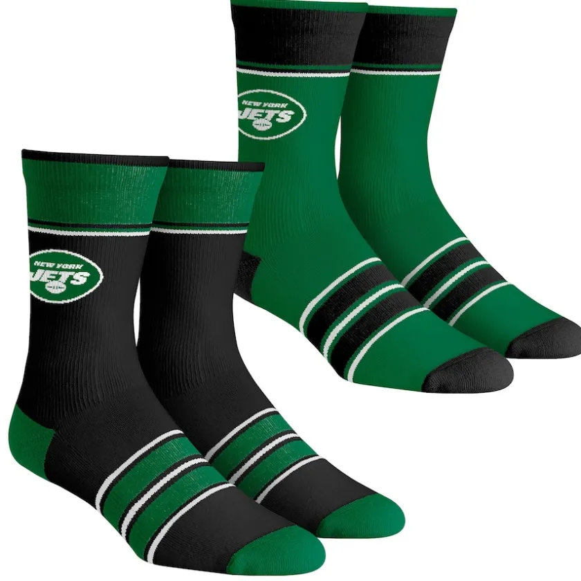 Shoes & Socks^New York Jets Youth Rock Em Socks Multi-Stripe 2-Pack Team Crew Sock Set