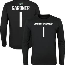 T-Shirts|Kids^New York Jets Youth Sauce Gardner Black Mainliner Player Name & Number Long Sleeve T-Shirt