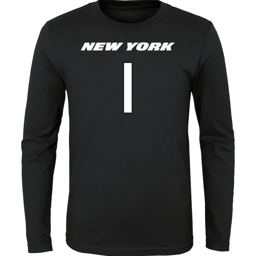 T-Shirts|Kids^New York Jets Youth Sauce Gardner Black Mainliner Player Name & Number Long Sleeve T-Shirt