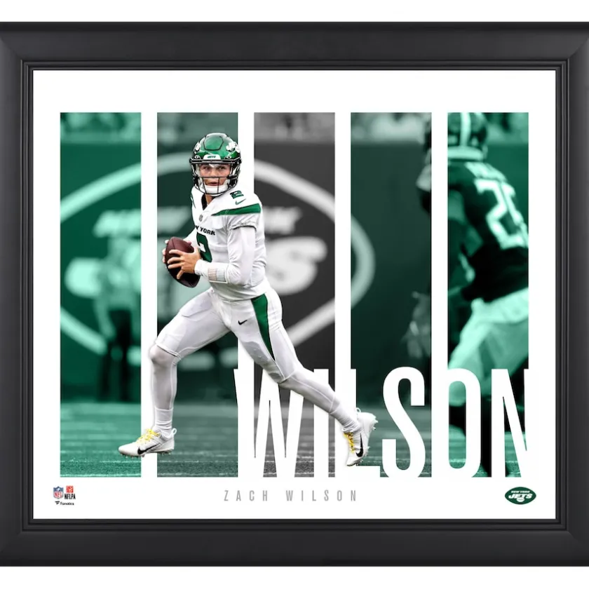 Photos|Prints & Artwork^New York Jets Zach Wilson Framed 15'' X 17'' Player Panel Collage